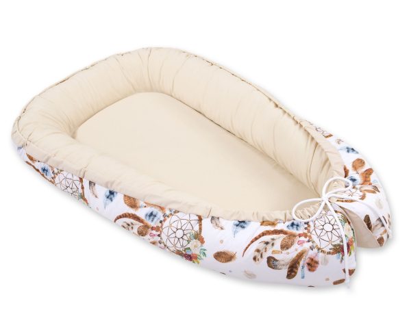 Baby nest double-sided Premium Cocoon for infants BOBONO- dream catchers white/beige - Image 4