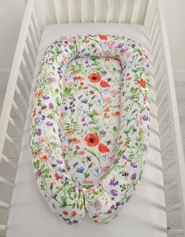 Baby nest double-sided Premium Cocoon for infants BOBONO - meadow - Image 4