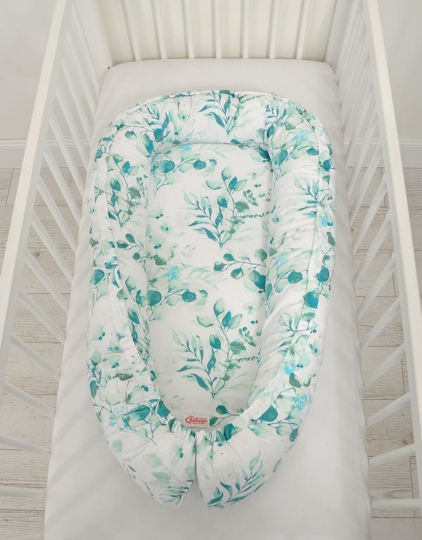 Baby nest double-sided Premium Cocoon for infants BOBONO- eucaliptus mint - Image 4