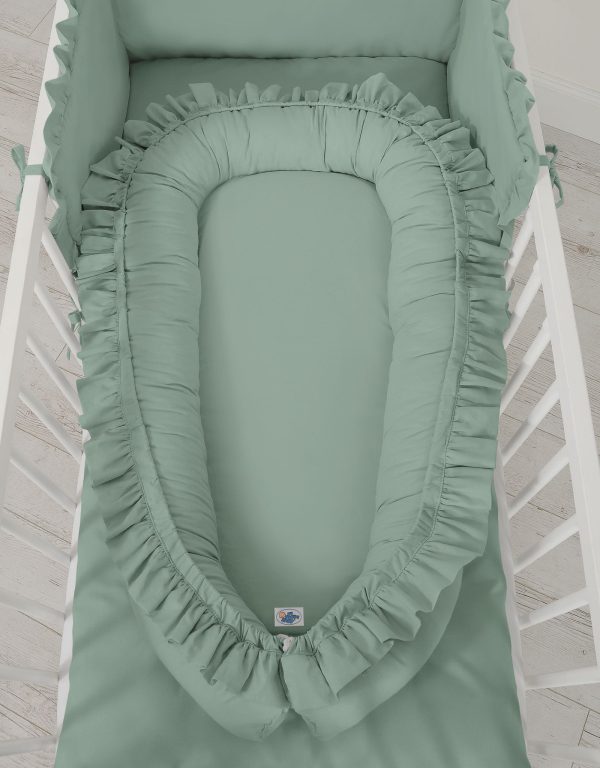 Baby nest Premium Cocoon for infants with a ruffle MY SWEET BABY- pastelgreen - Image 4
