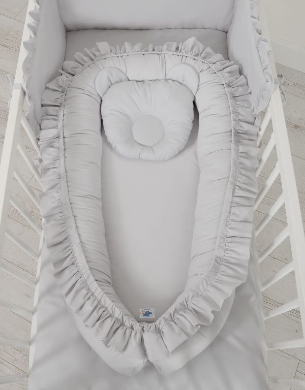 Baby nest Premium Cocoon for infants with a ruffle MY SWEET BABY- grey - Image 4