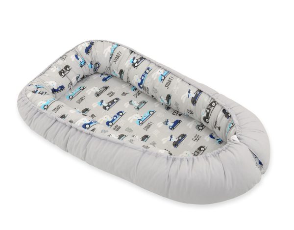 Baby nest double-sided Premium Cocoon for infants BOBONO- gray rabbits - Image 4