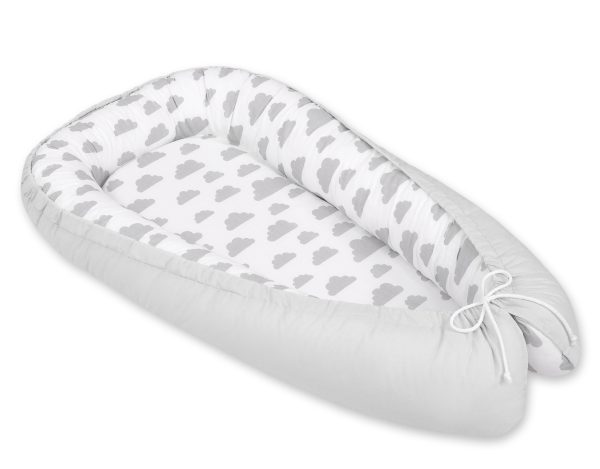 Baby nest double-sided Premium Cocoon for infants BOBONO- clouds gray/gray - Image 2