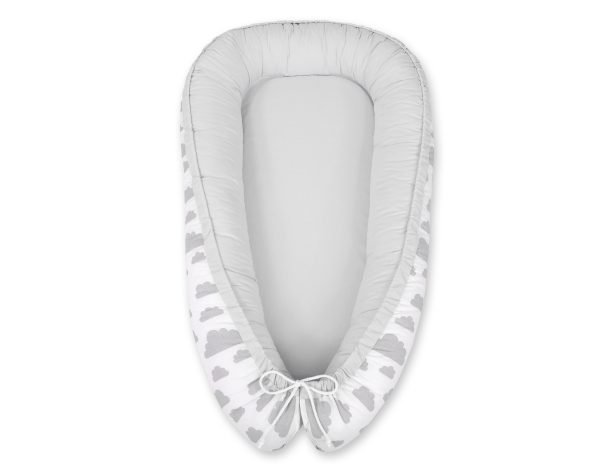 Baby nest double-sided Premium Cocoon for infants BOBONO- clouds gray/gray - Image 3