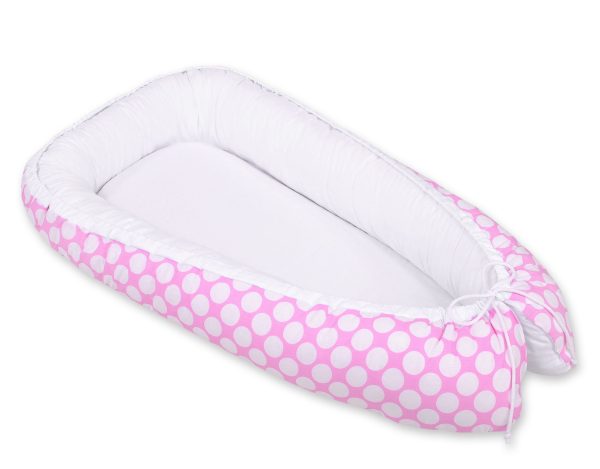 Baby nest double-sided Premium Cocoon for infants BOBONO- white dots/white - Image 3