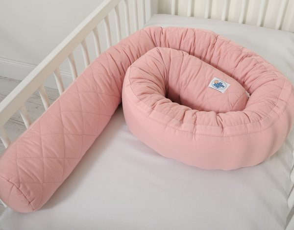 2-in-1 - Baby nest quilted - snake pillow bumper - pastel pink - Image 4