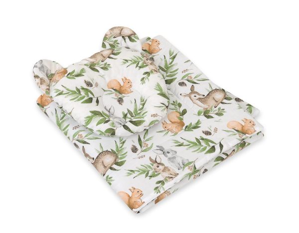 Duvet with pillow Teddy - 2pcs set - woodland green