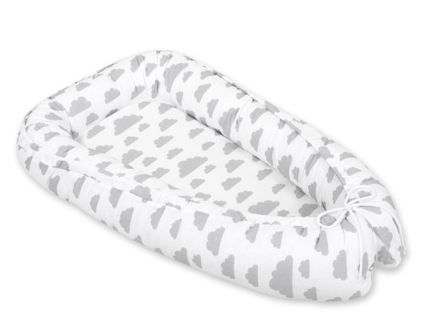 Baby nest double-sided Premium Cocoon for infants BOBONO- clouds gray - Image 4