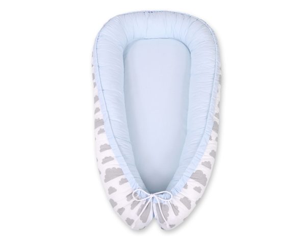 Baby nest double-sided Premium Cocoon for infants BOBONO- clouds gray/blue - Image 5