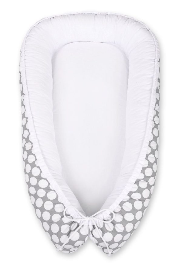 Baby nest double-sided Premium Cocoon for infants BOBONO- white dots/white