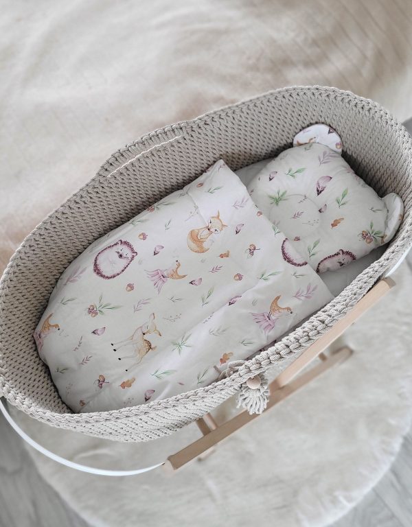 Moses basket BOHO Handmade with stand - light beige - Image 4