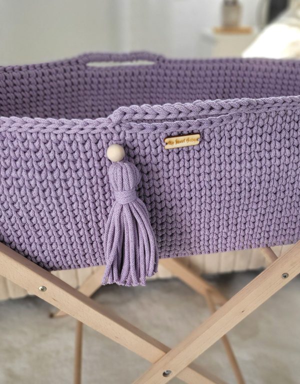 Moses basket BOHO Handmade with stand - lila - Image 2