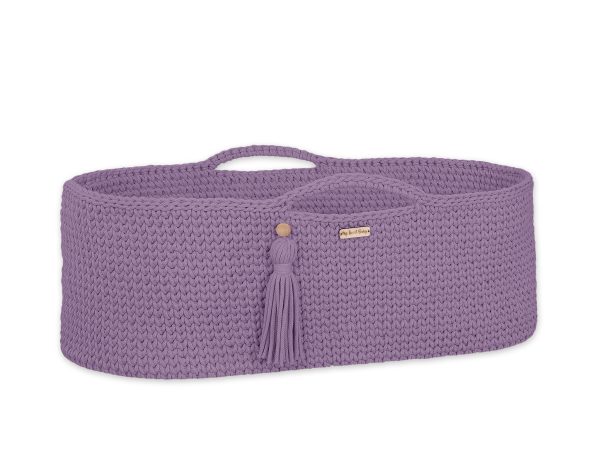 Moses basket BOHO Handmade cotton with mattress - lila - Image 6
