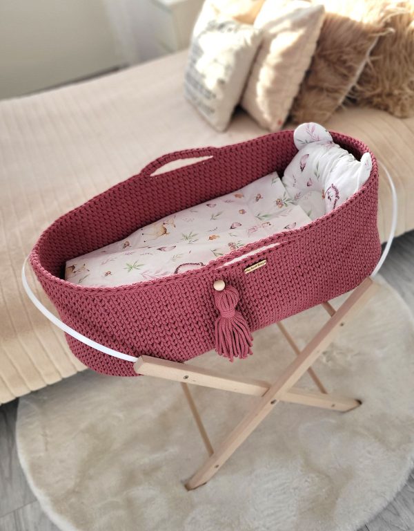 Moses basket BOHO Handmade cotton with mattress - blossom - Image 6