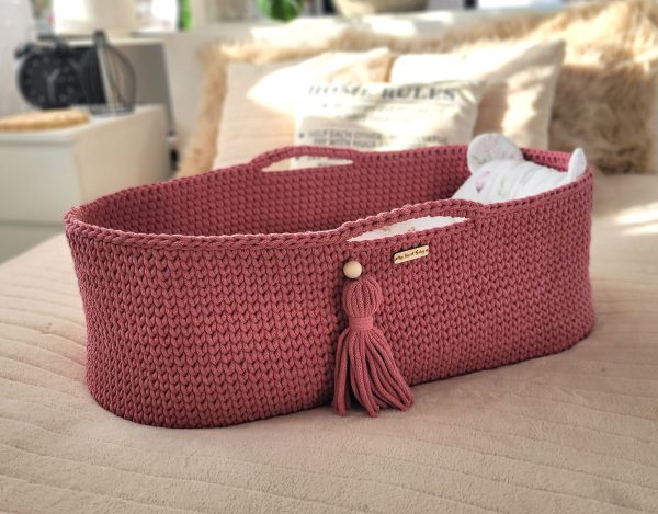 Moses basket BOHO Handmade cotton with mattress - blossom