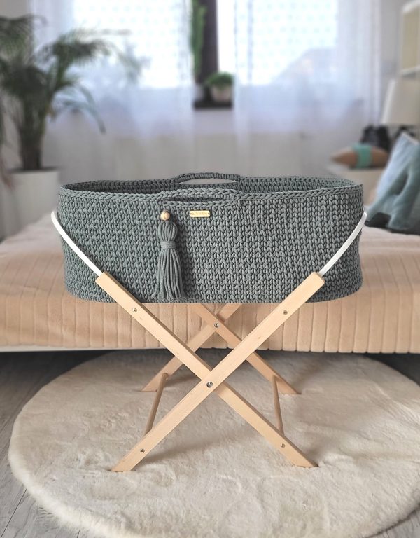 Moses basket BOHO Handmade with stand - laurel - Image 2