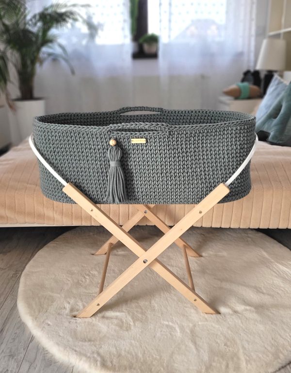 Moses basket BOHO Handmade with stand - laurel - Image 3