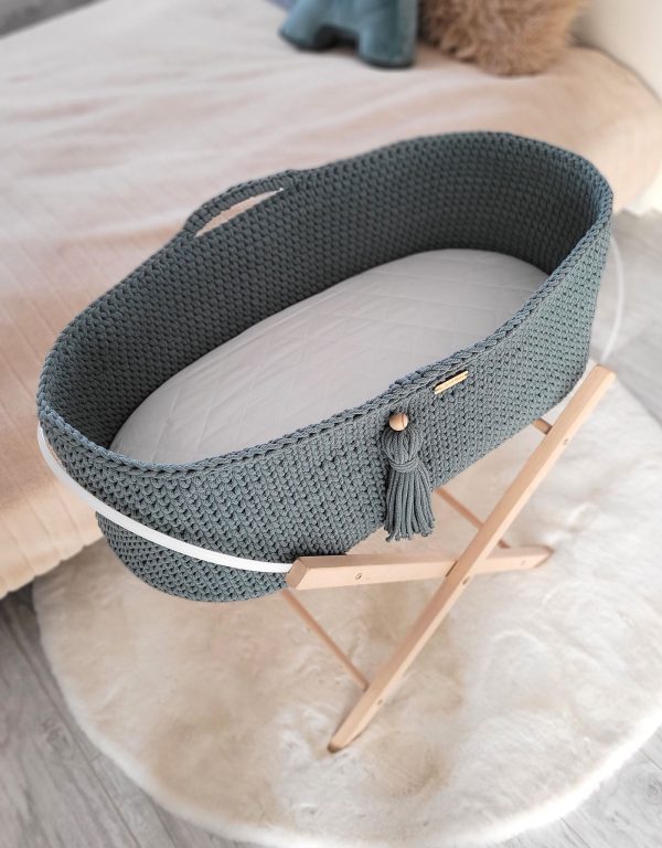 Moses basket BOHO Handmade with stand - laurel - Image 4