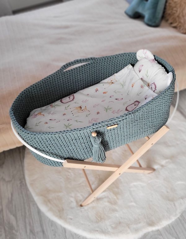 Moses basket BOHO Handmade with stand - laurel - Image 5