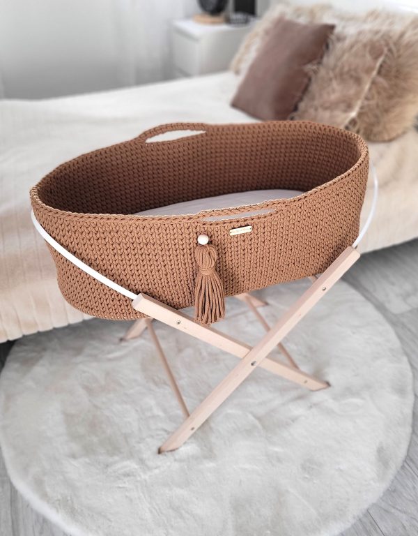 Moses basket BOHO Handmade cotton with mattress - caramel - Image 4