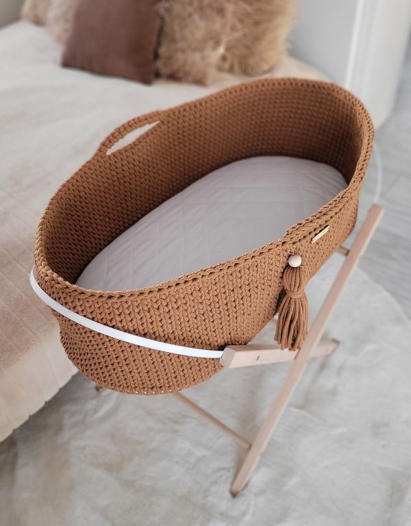 Moses basket BOHO Handmade with stand - caramel - Image 5