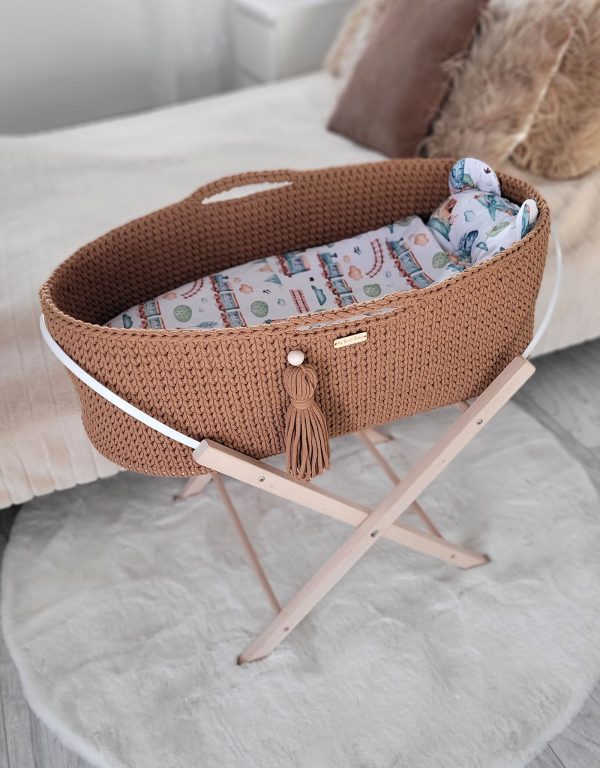 Moses basket BOHO Handmade with stand - caramel - Image 6