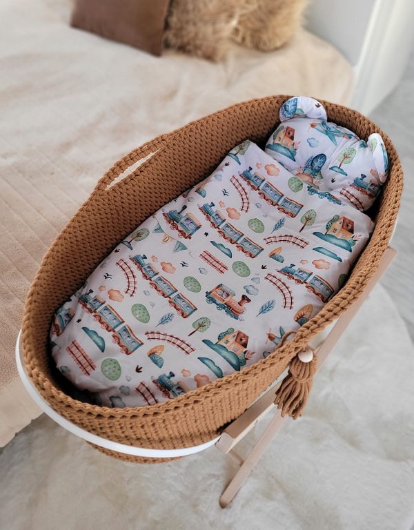 Moses basket BOHO Handmade cotton with mattress - caramel - Image 8