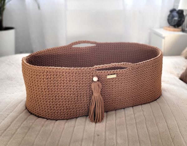 Moses basket BOHO Handmade with stand - caramel - Image 8