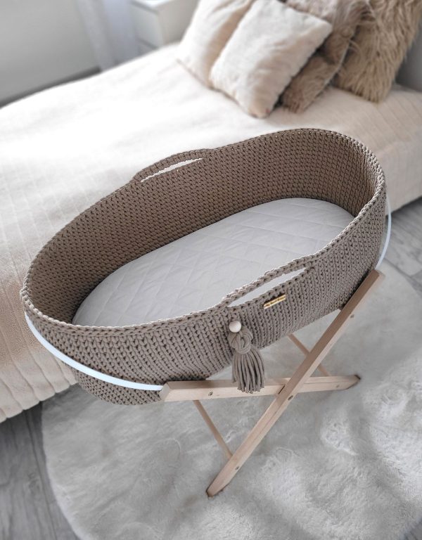 Moses basket BOHO Handmade with stand - sand - Image 3