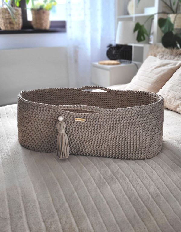 Moses basket BOHO Handmade with stand - sand - Image 5