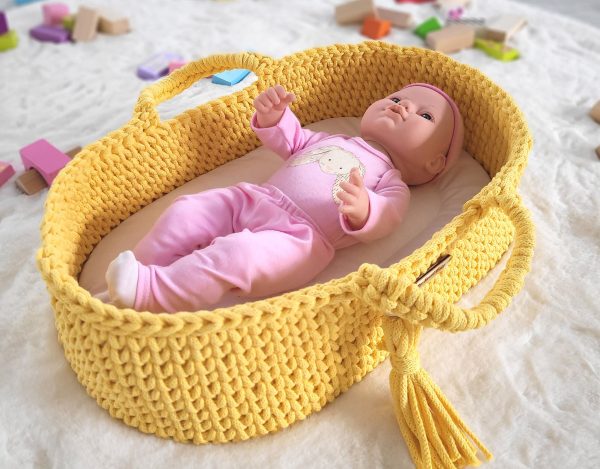 Moses basket BOHO cotton - doll carrier - yellow - Image 2