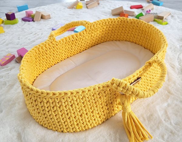 Moses basket BOHO cotton - doll carrier - yellow - Image 4