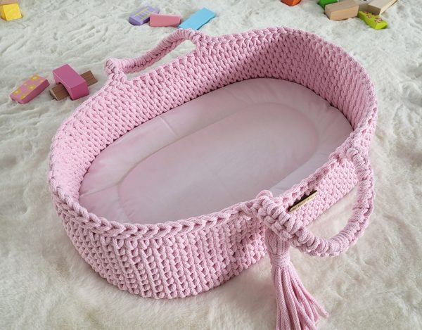 Moses basket BOHO cotton - doll carrier - pink - Image 2