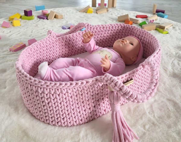 Moses basket BOHO cotton - doll carrier - pink - Image 4