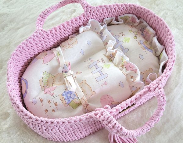 Moses basket BOHO cotton - doll carrier - pink - Image 5