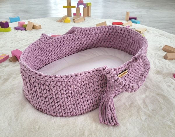 Moses basket BOHO cotton - doll carrier - lavender - Image 2