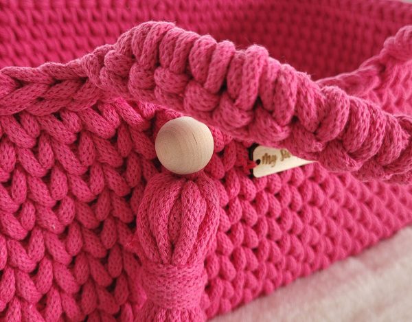 Moses basket BOHO cotton - doll carrier - fuchsia - Image 4