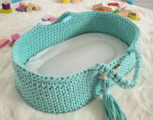 Moses basket BOHO cotton - doll carrier - mint - Image 2