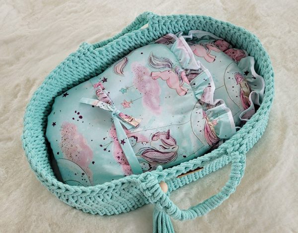 Moses basket BOHO cotton - doll carrier - mint - Image 5