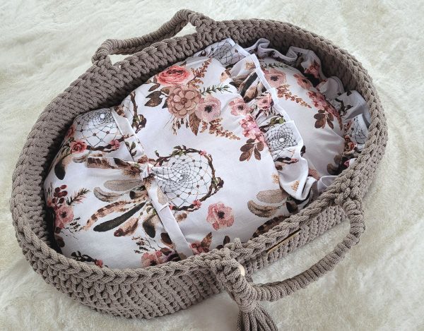 Moses basket BOHO cotton - doll carrier - mocca - Image 4