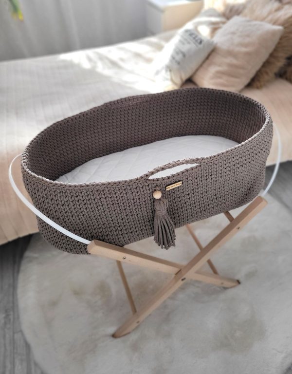 Moses basket BOHO Handmade cotton with mattress - mocca - Image 2