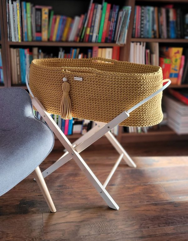 Moses basket BOHO Handmade with stand - honey yellow - Image 2