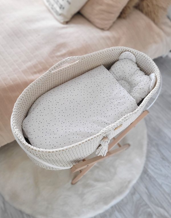 Moses basket BOHO Handmade cotton with mattress - cream - Image 3