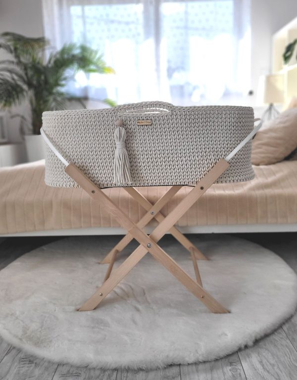 Moses basket BOHO Handmade cotton with mattress - cream - Image 4