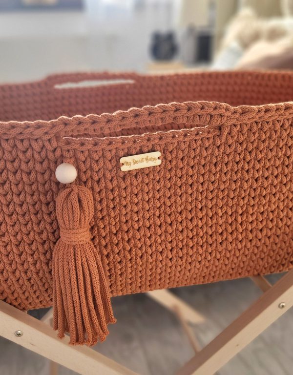 Moses basket BOHO Handmade with stand - terracotta - Image 3