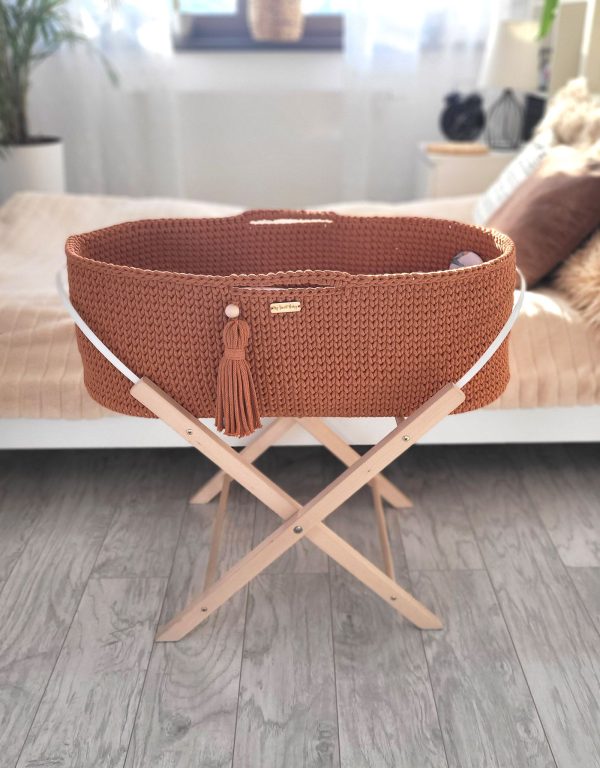 Moses basket BOHO Handmade with stand - terracotta - Image 4