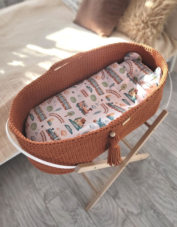 Moses basket BOHO Handmade with stand - terracotta - Image 5
