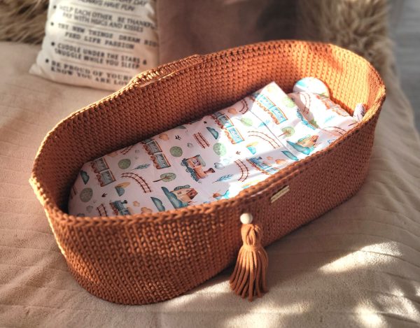 Moses basket BOHO Handmade with stand - terracotta - Image 6