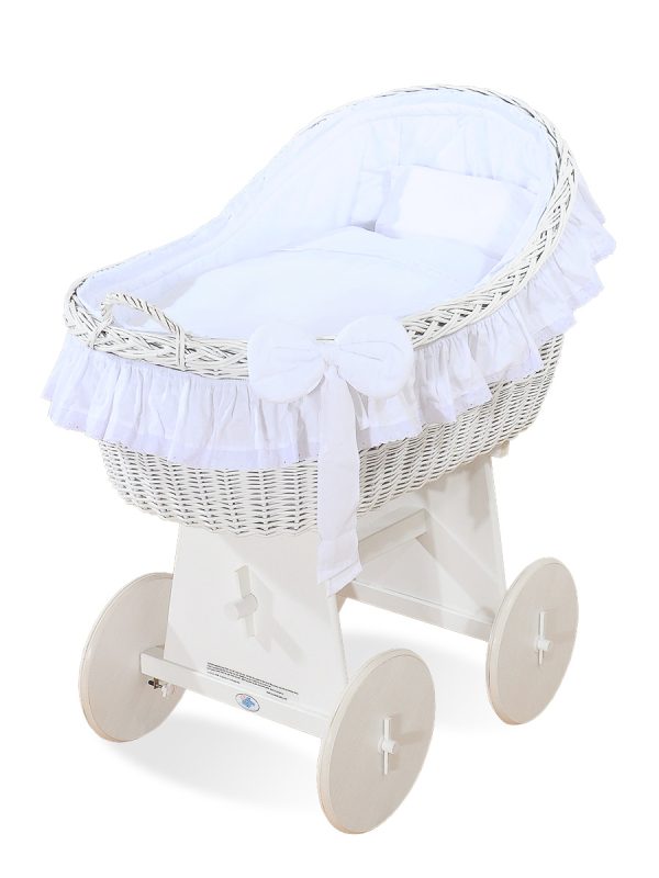 Moses Basket Wicker hood crib Carina- White