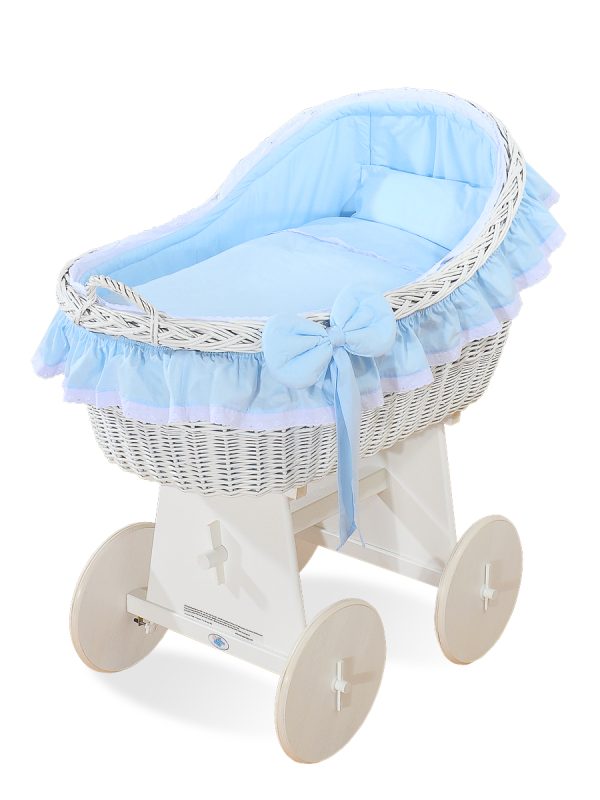 Moses Basket Wicker hood crib Carina- Blue